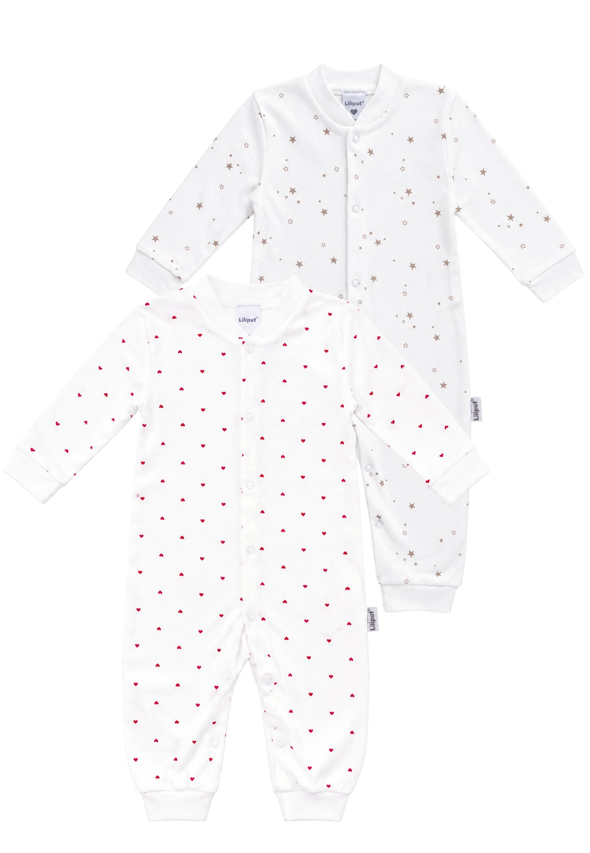 2er-Pack Baby-Overalls mit Sternen- & Herzchenprint in Weiß