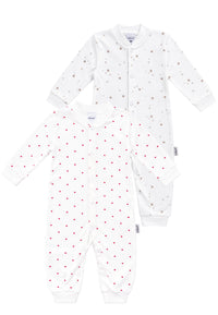 2er-Pack Baby-Overalls mit Sternen- & Herzchenprint in Weiß