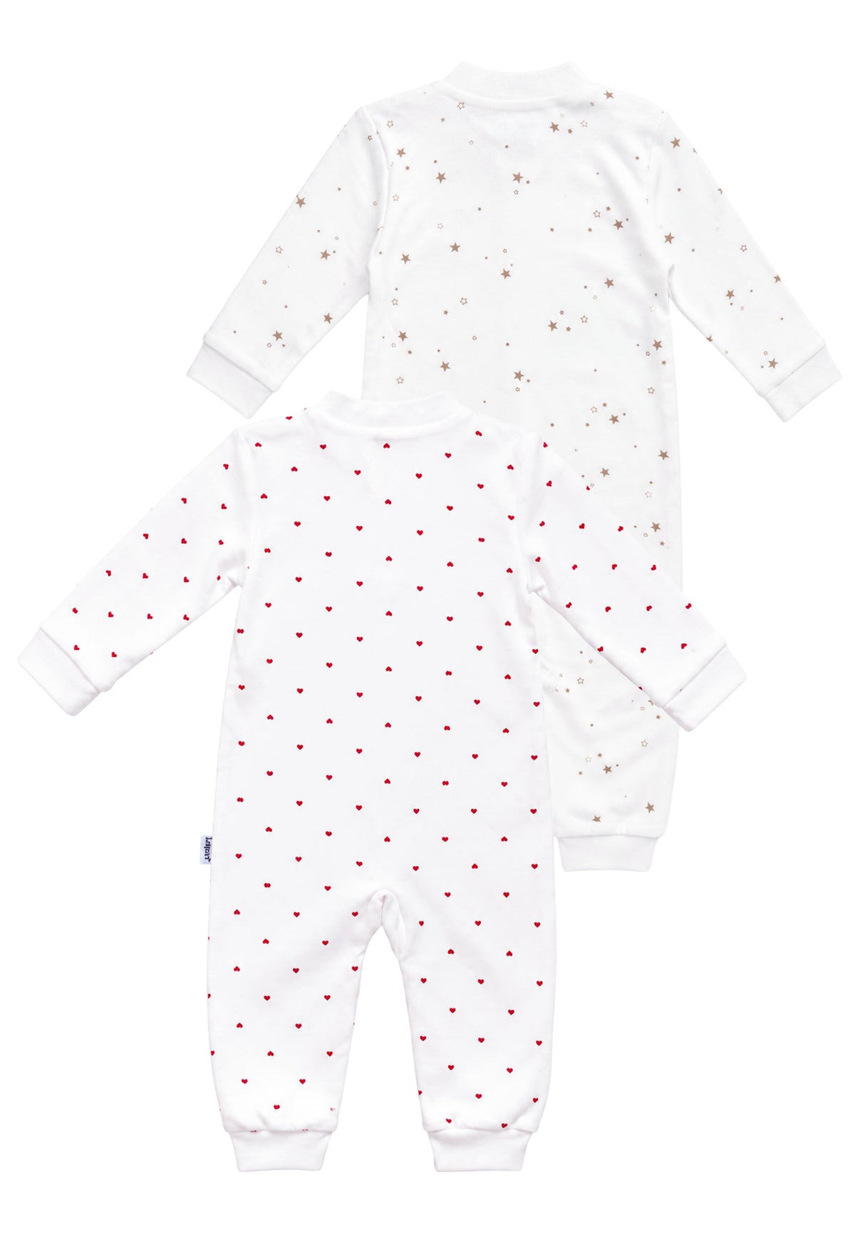 2er-Pack Baby-Overalls mit Sternen- & Herzchenprint in Weiß