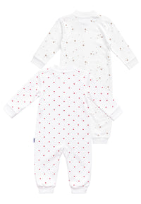 2er-Pack Baby-Overalls mit Sternen- & Herzchenprint in Weiß