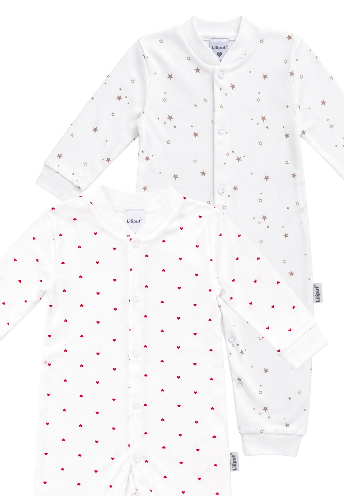 2er-Pack Baby-Overalls mit Sternen- & Herzchenprint in Weiß