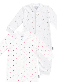 2er-Pack Baby-Overalls mit Sternen- & Herzchenprint in Weiß