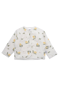 Baby-Steppjacke mit Zitronenprint – Weiß/Gelb