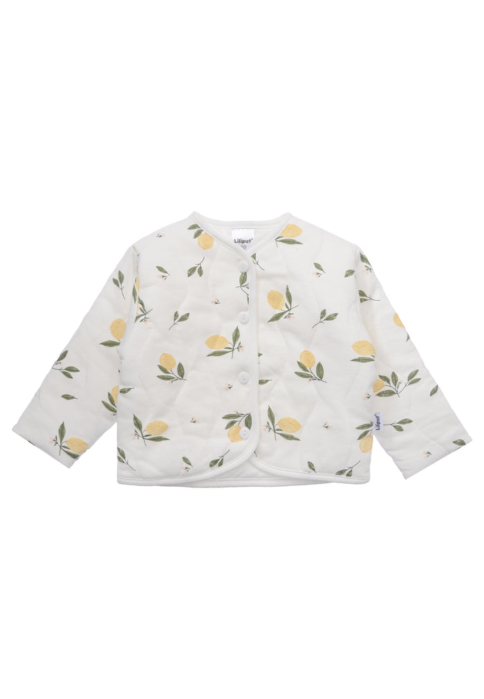 Baby-Steppjacke mit Zitronenprint – Weiß/Gelb