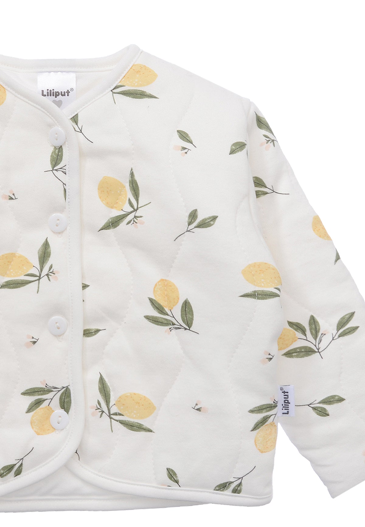Baby-Steppjacke mit Zitronenprint – Weiß/Gelb