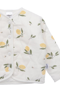 Baby-Steppjacke mit Zitronenprint – Weiß/Gelb