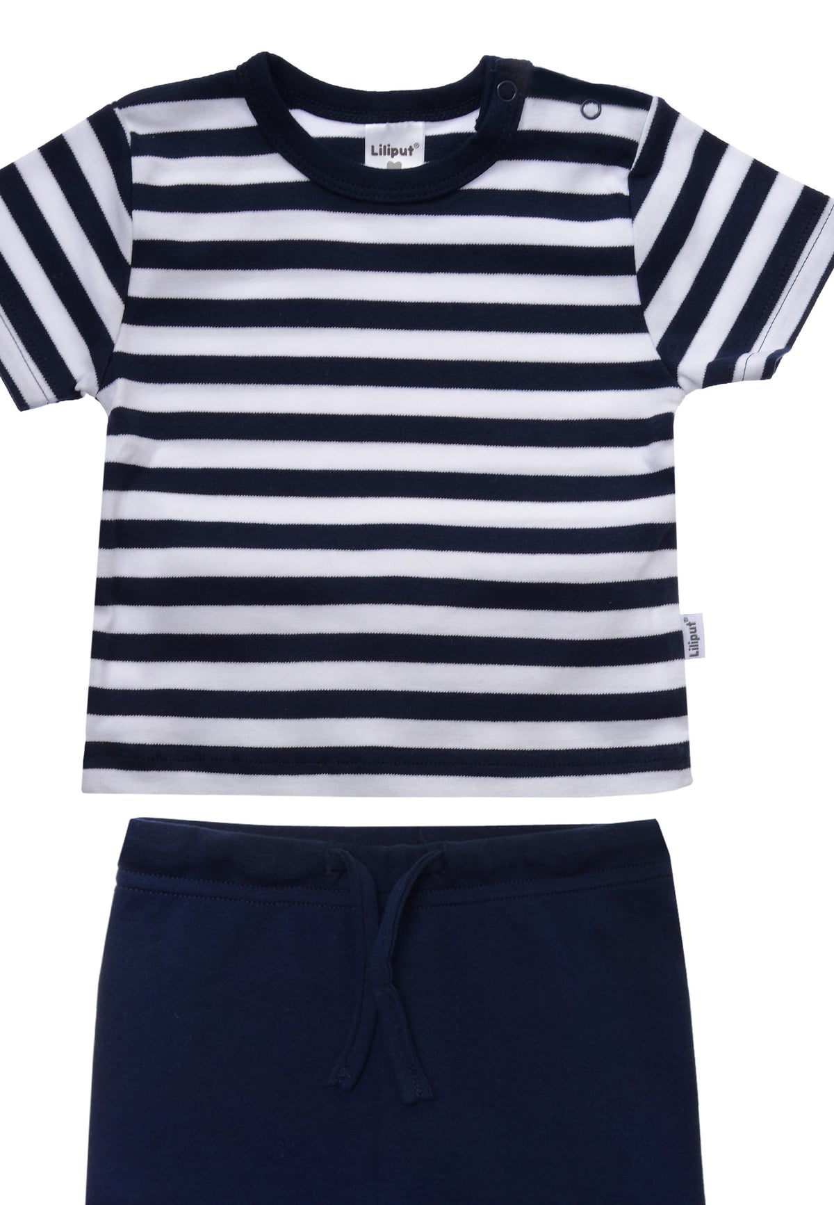 Doppelpack Sommer Set mit T-Shirts und Shorts marine und AOP Boot