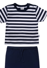 Doppelpack Sommer Set mit T-Shirts und Shorts marine und AOP Boot