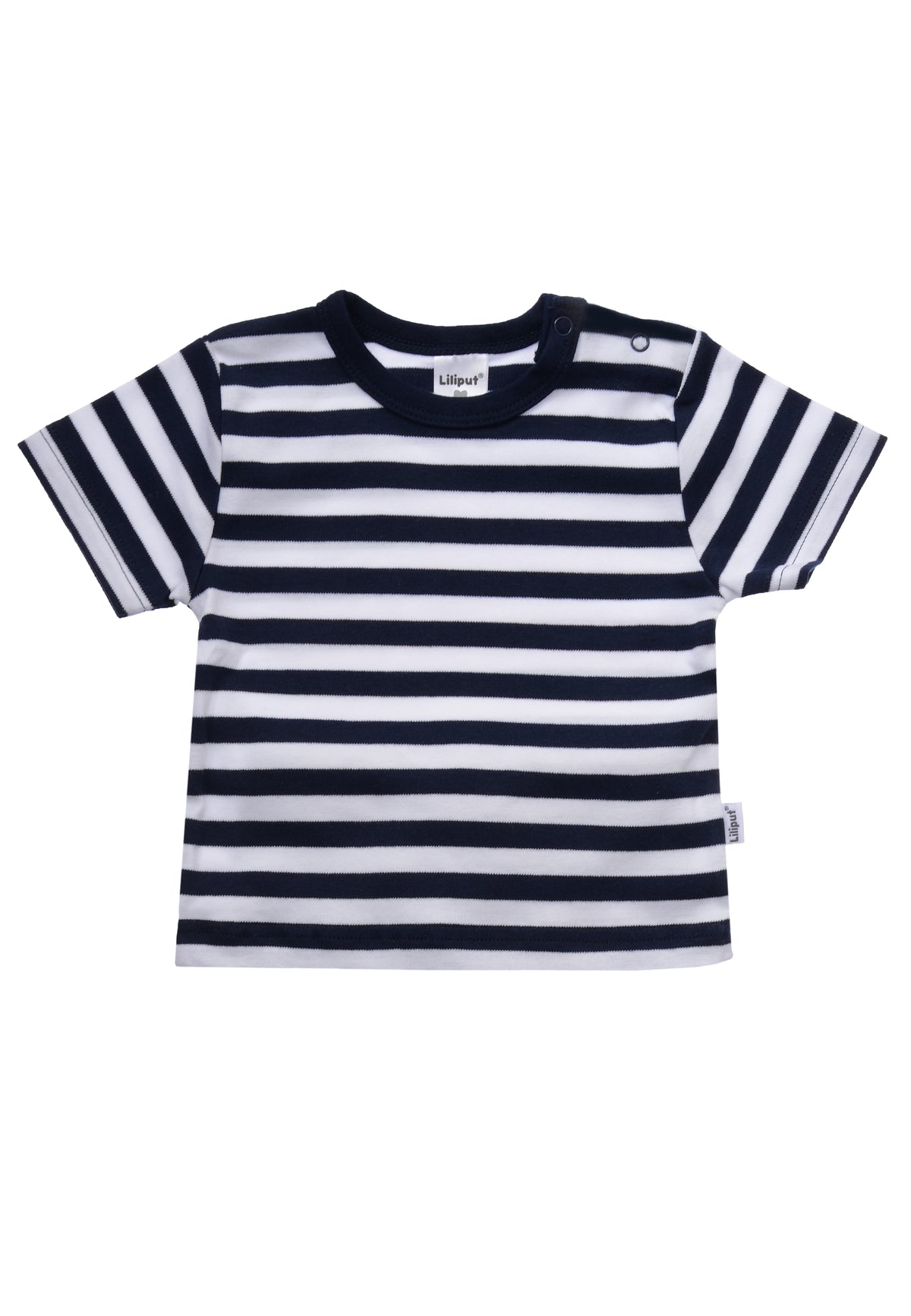 Sommer Set mit T-Shirt, Shorts und Halstuch in marine-weiß gestreift mit "Herz" Print