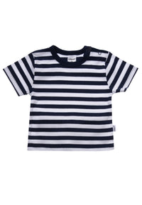 Sommer Set mit T-Shirt, Shorts und Halstuch in marine-weiß gestreift mit "Herz" Print