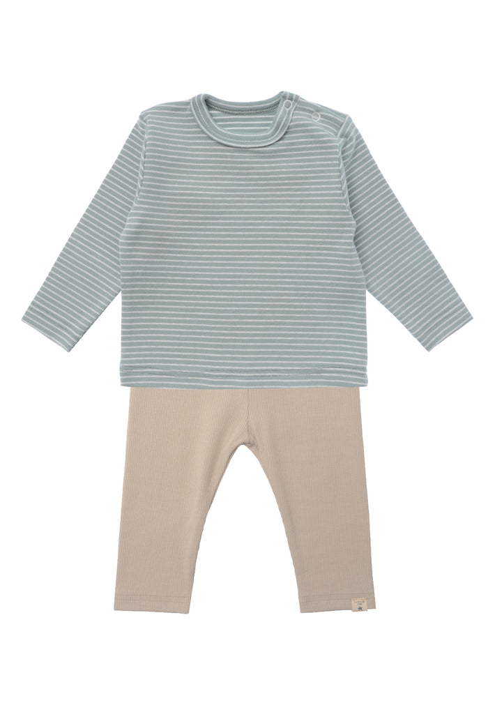 2tlg. Set aus Schilf Ringelshirt & Leggings in Beige