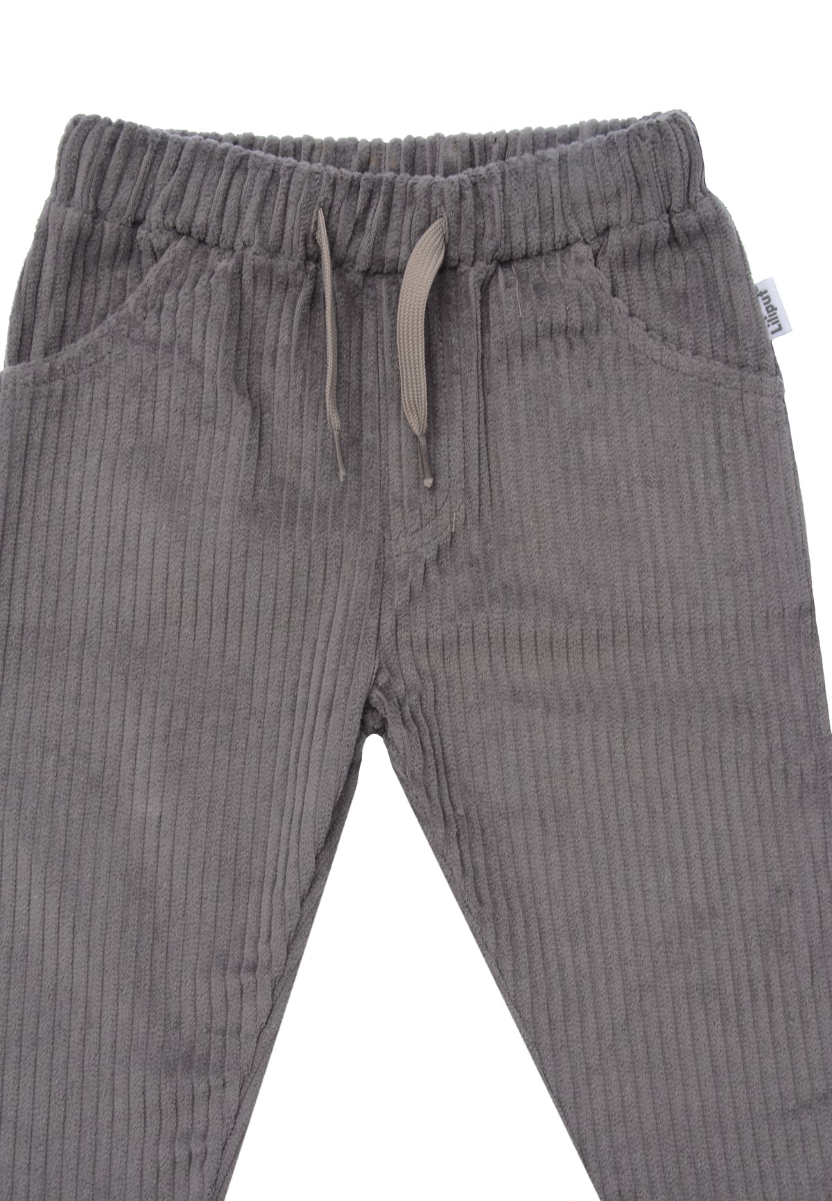 Offene Cordhose mit großen Taschen in grau
