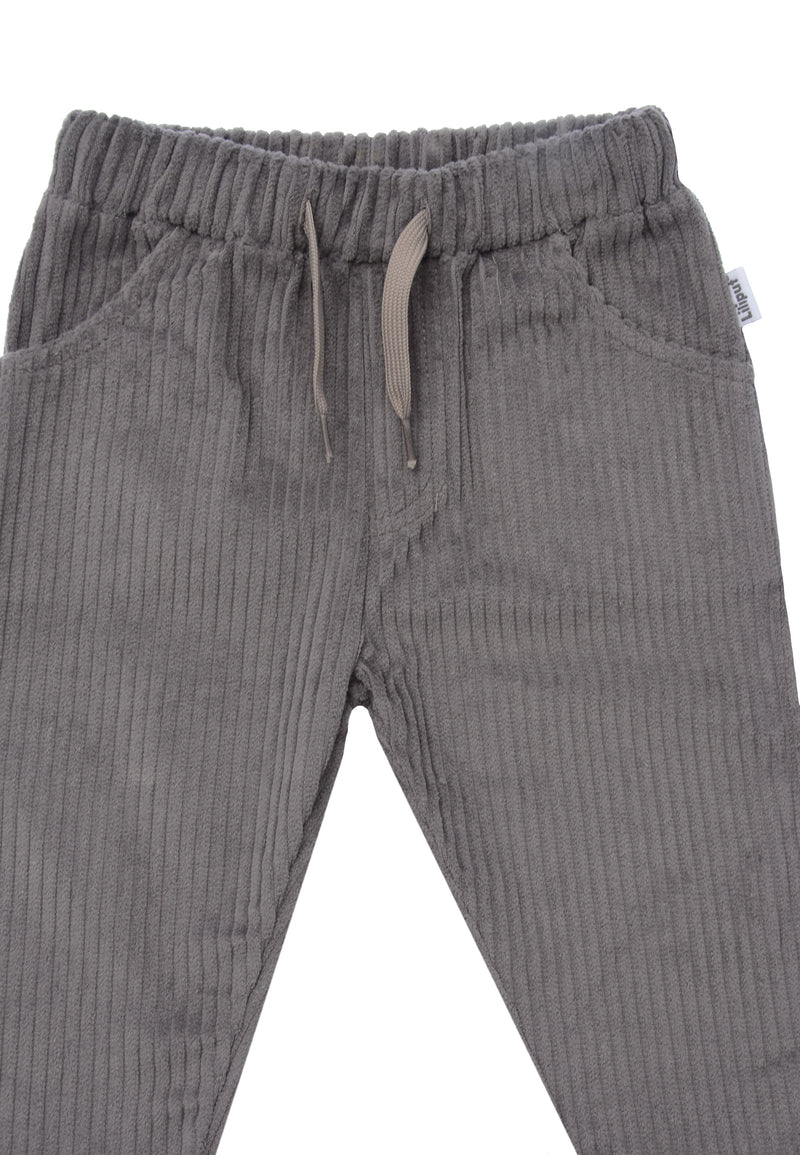 Offene Cordhose mit großen Taschen in grau