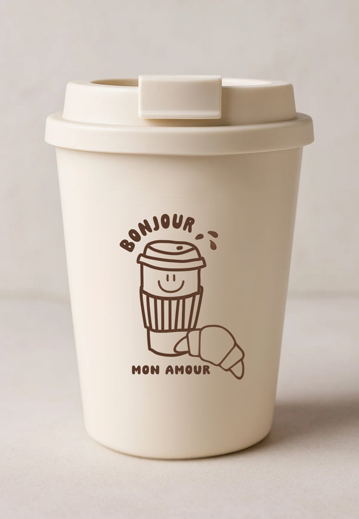 Coffee to go Cup Bonjour braun