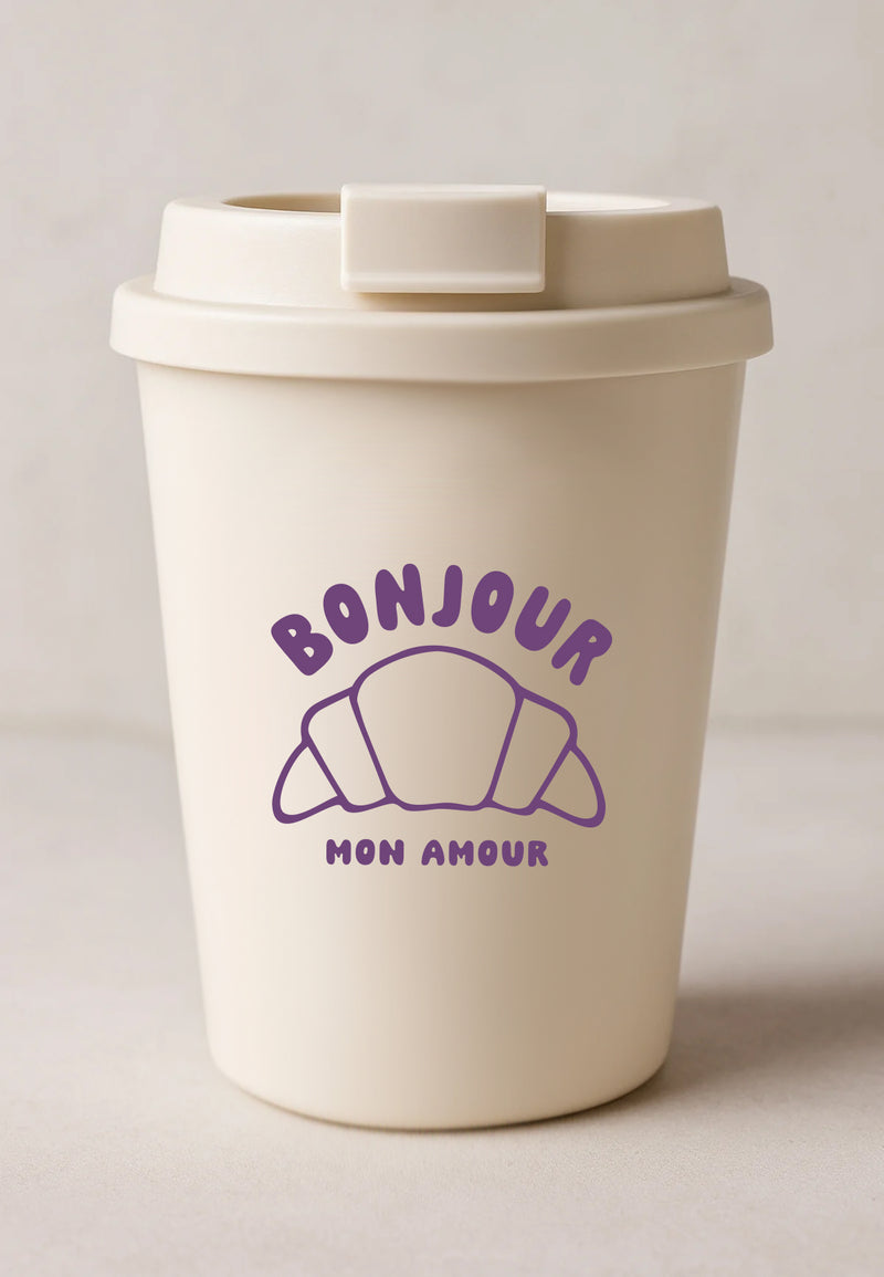 Coffee to go Cup Bonjour lila