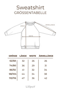 größentabelle sweatshirts für kinder