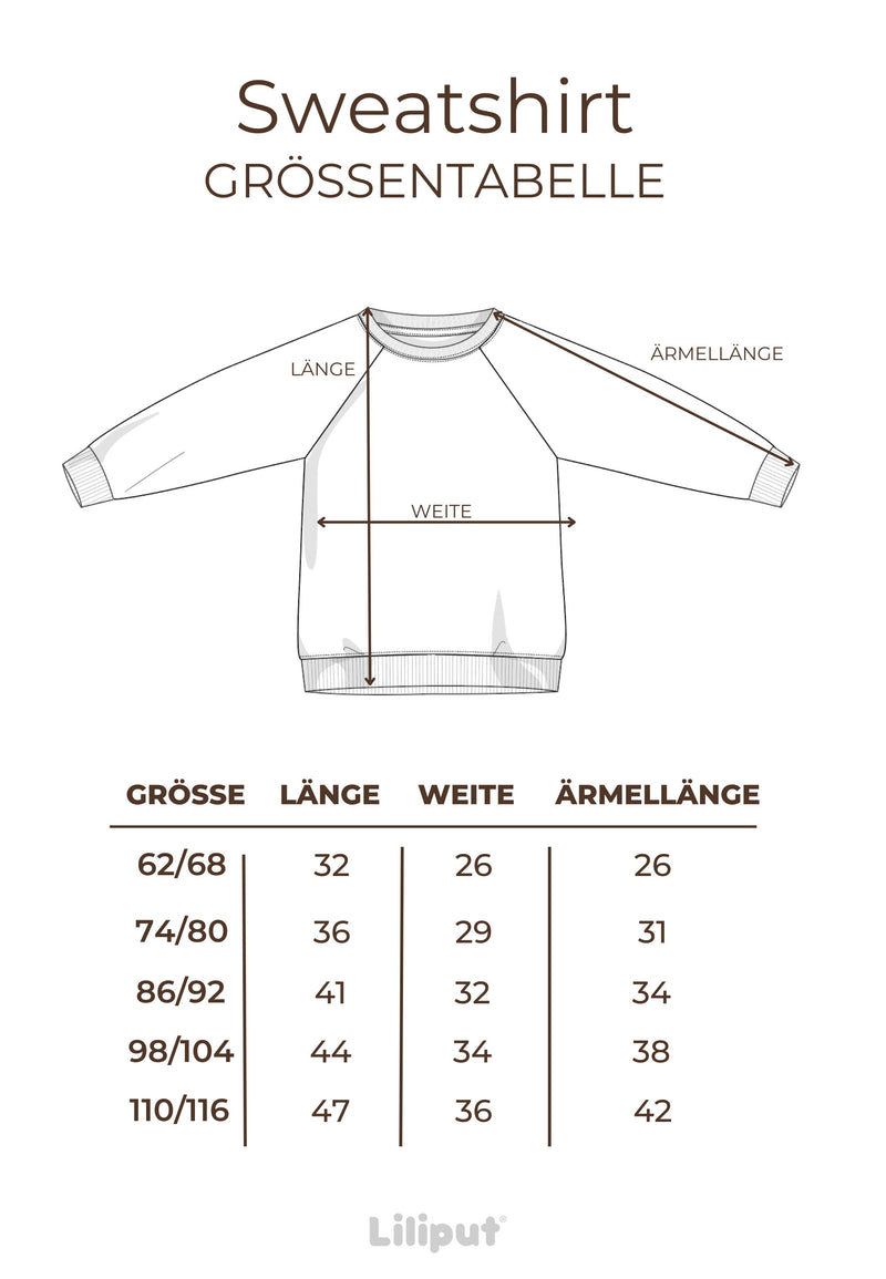 größentabelle sweatshirts für kinder