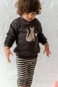 Babyleggings in grau beige-gestreift