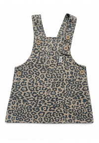 2-teiliges Set mit Leo-Latzrock und Langarmshirt in Beige