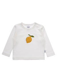 Langarmshirt in offwhite mit Zitronen Patch.

