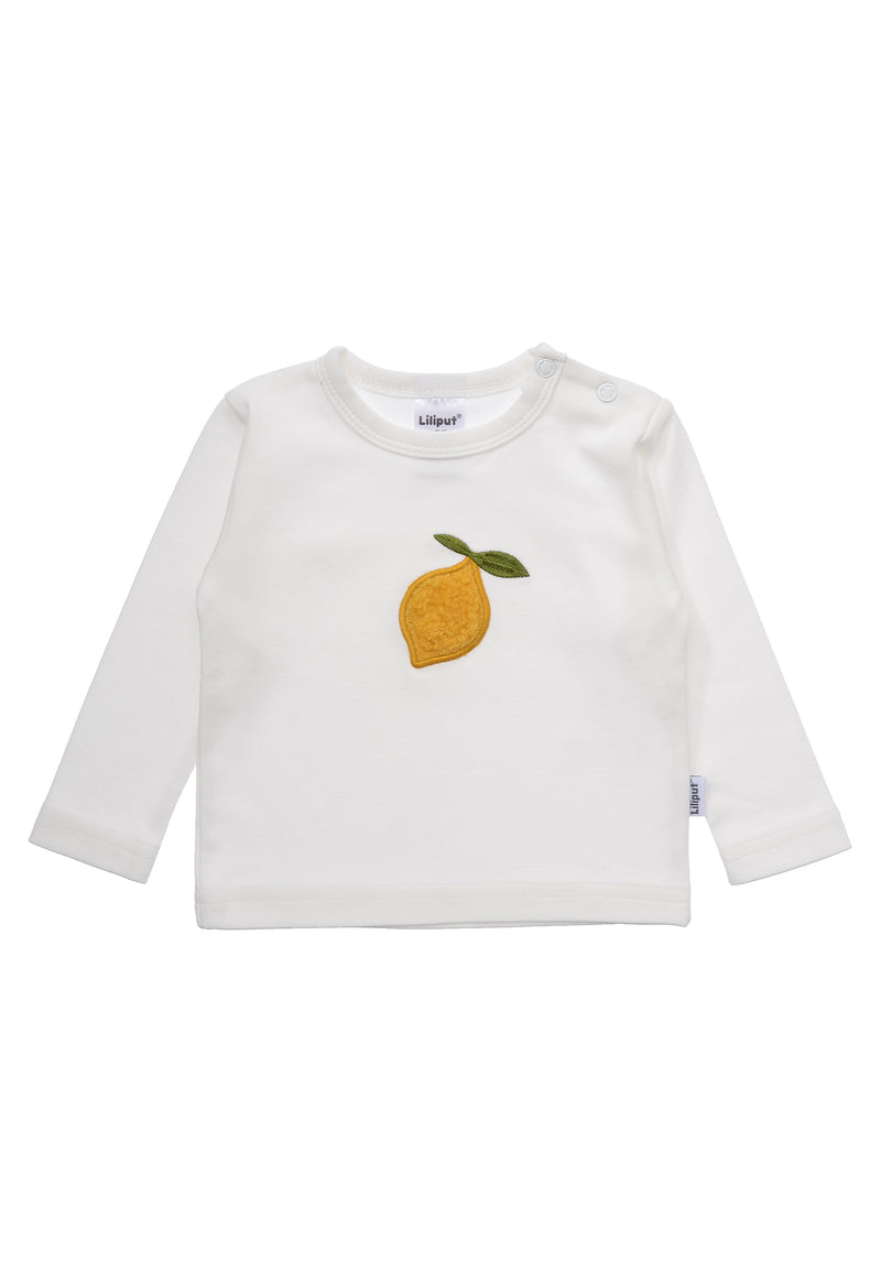 Langarmshirt in offwhite mit Zitronen Patch.

