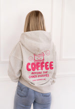 Erwachsenen Hoodie Coffee before Chaos pink