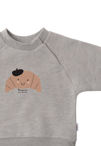 Sweatshirt in grau-melange mit Print "Croissant"