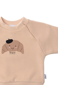 Sweatshirt in beige mit Print Croissant