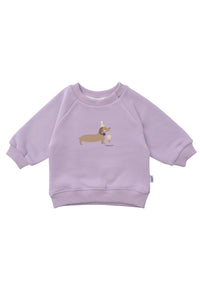 Sweatshirt in flieder mit Dackelprint
