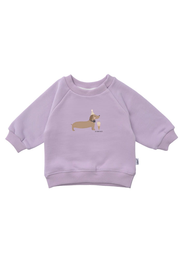 Sweatshirt in flieder mit Dackelprint