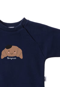 Sweatshirt in blau mit Print "Croissant"