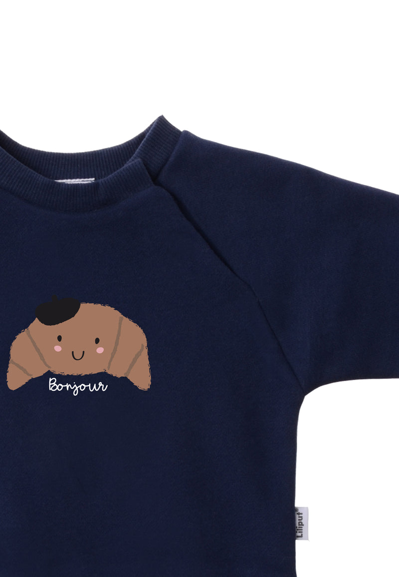 Sweatshirt in blau mit Print "Croissant"