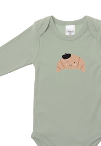 Langarmbody in schilf mit Croissant Print