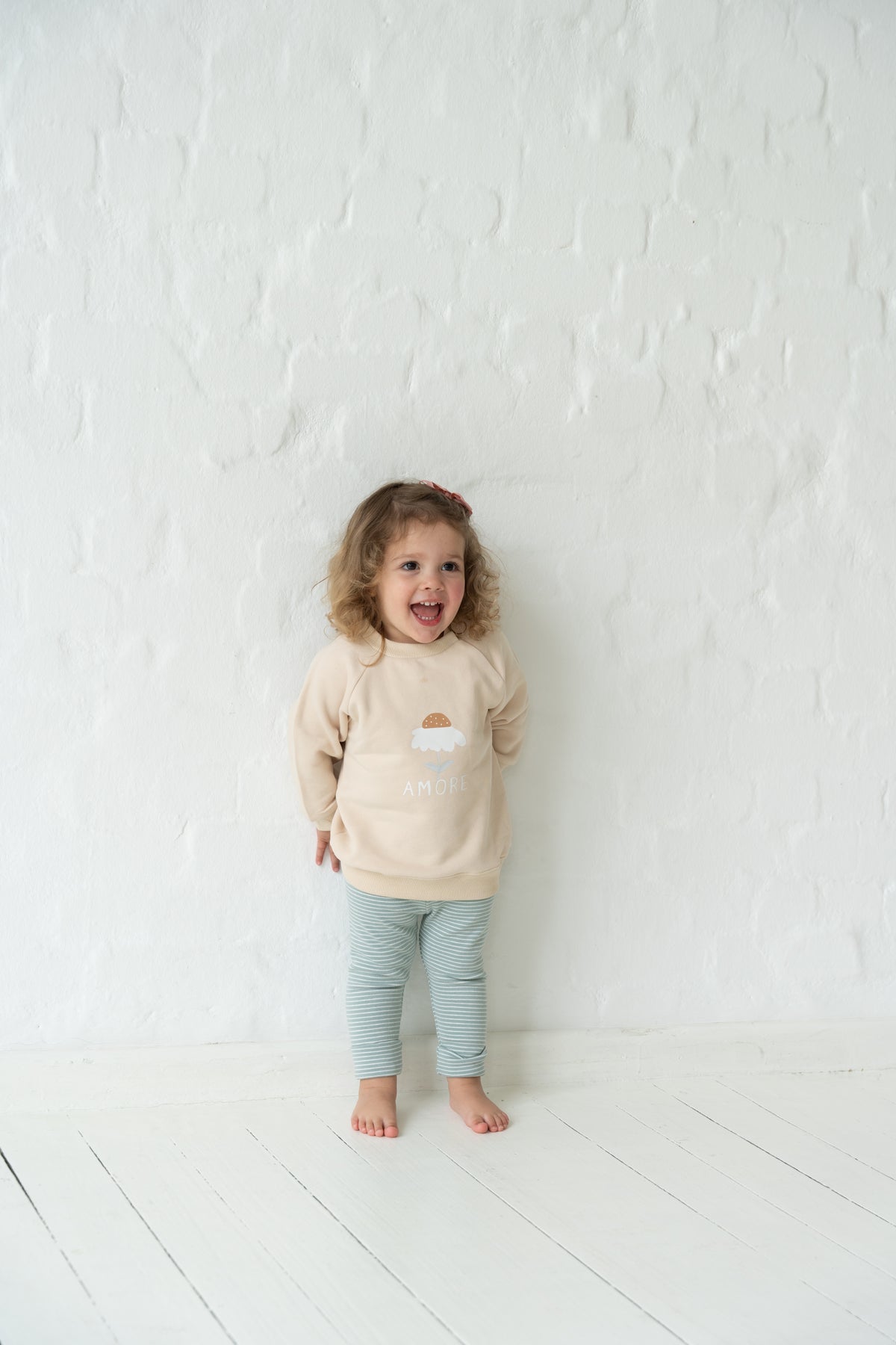 Babyleggings in schilf ecru-geringelt