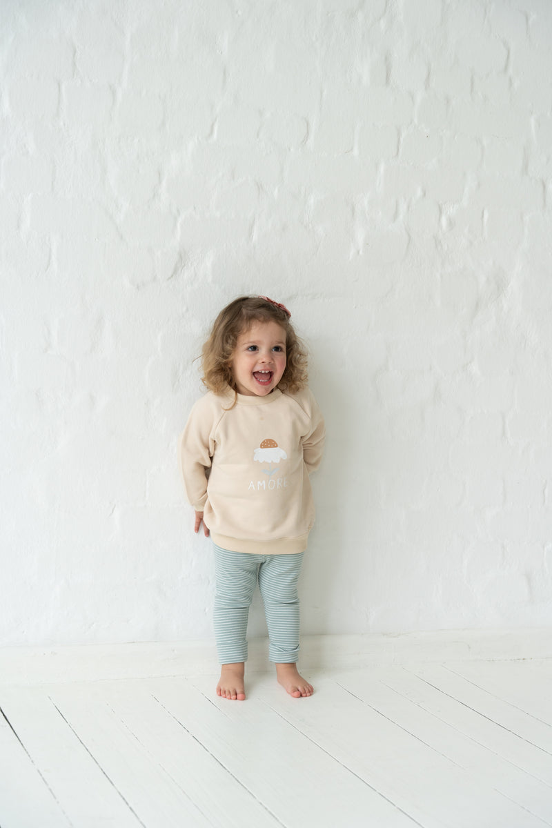 Babyleggings in schilf ecru-geringelt