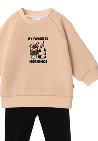 2tlg. Set mit Sweatshirt und Leggings "My favorite Mornings"
