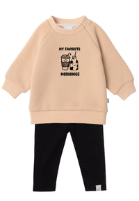 2tlg. Set mit Sweatshirt und Leggings "My favorite Mornings"