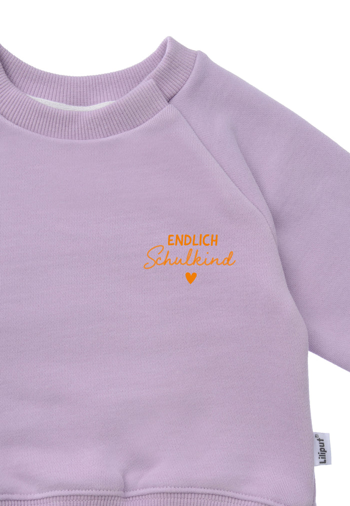 Kinder Sweatshirt "Endlich Schulkind" Flieder