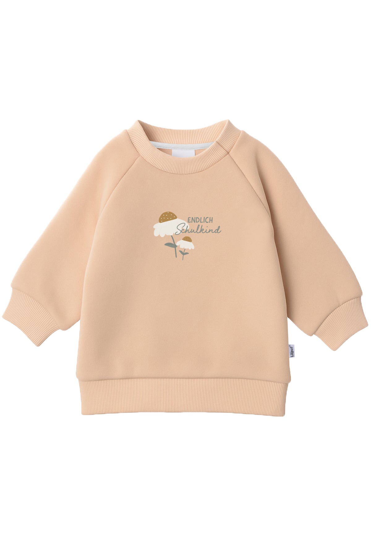 Kinder Sweatshirt "Endlich Schulkind Gänseblümchen" Beige
