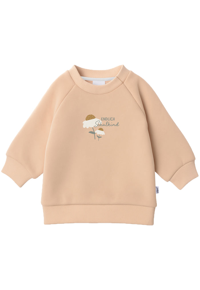 Kinder Sweatshirt "Endlich Schulkind Gänseblümchen" Beige