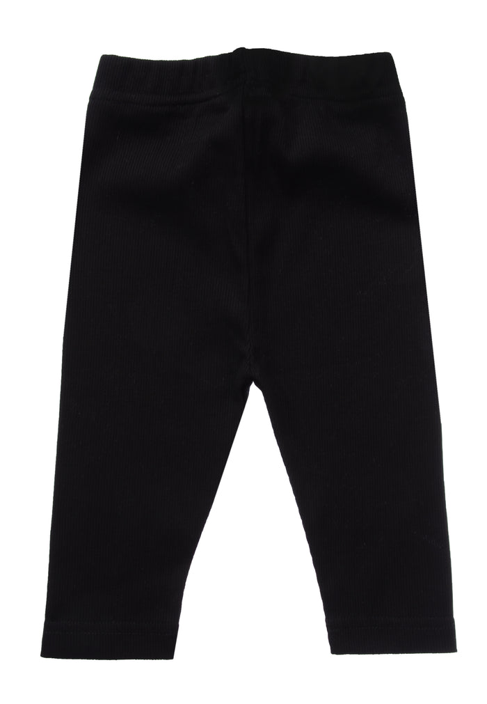 Rückseite der angenehm weichen Kinder Leggings in schwarz.