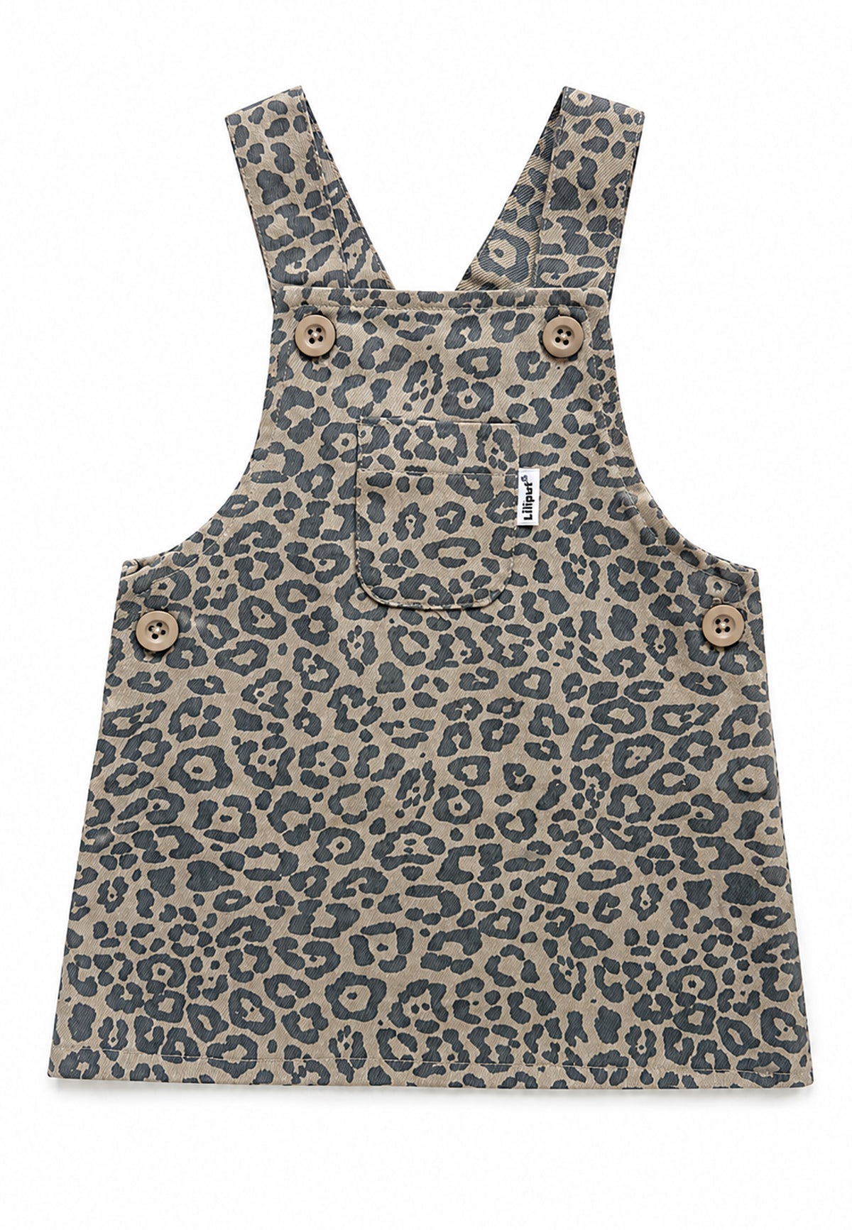 2-teiliges Set mit Leo-Latzrock und Langarmshirt in Beige