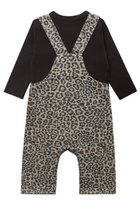 2-teiliges Set mit Leo-Latzhose und Langarmshirt