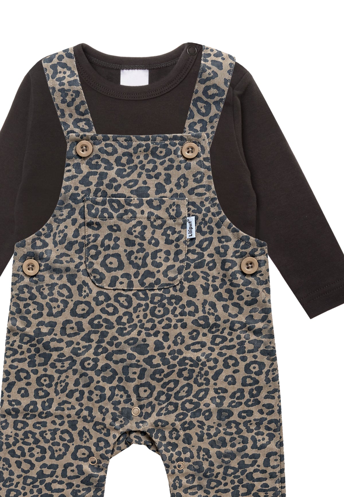 2-teiliges Set mit Leo-Latzhose und Langarmshirt