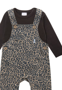 2-teiliges Set mit Leo-Latzhose und Langarmshirt