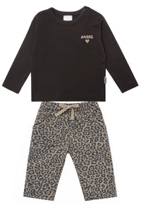2-teiliges Set mit Langarmshirt Amore und Leo-Hose