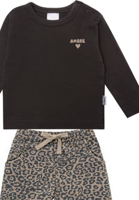 2-teiliges Set mit Langarmshirt Amore und Leo-Hose