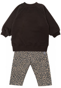 2-teiliges Set mit braunem Sweatshirt und Leo-Hose