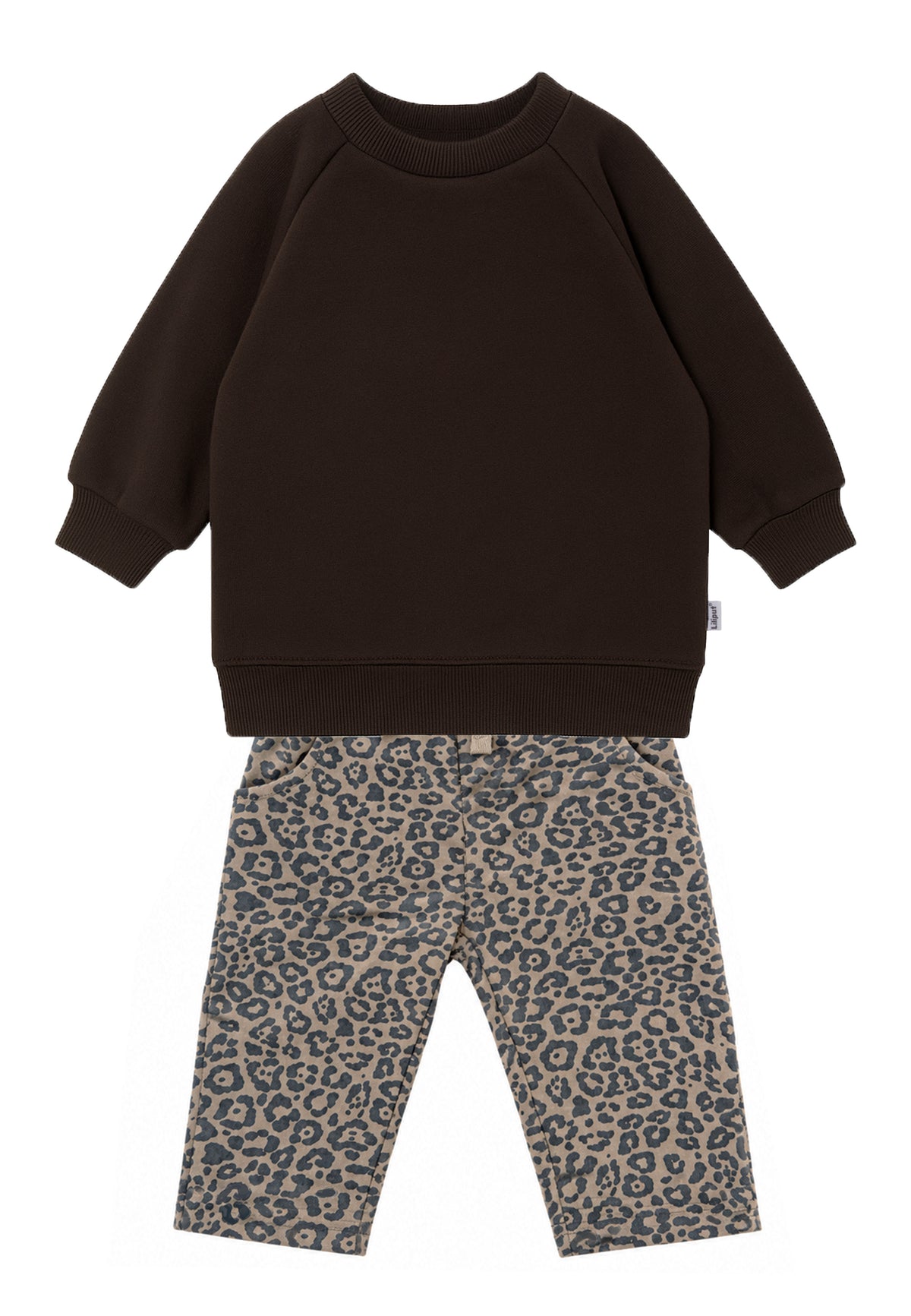 2-teiliges Set mit braunem Sweatshirt und Leo-Hose