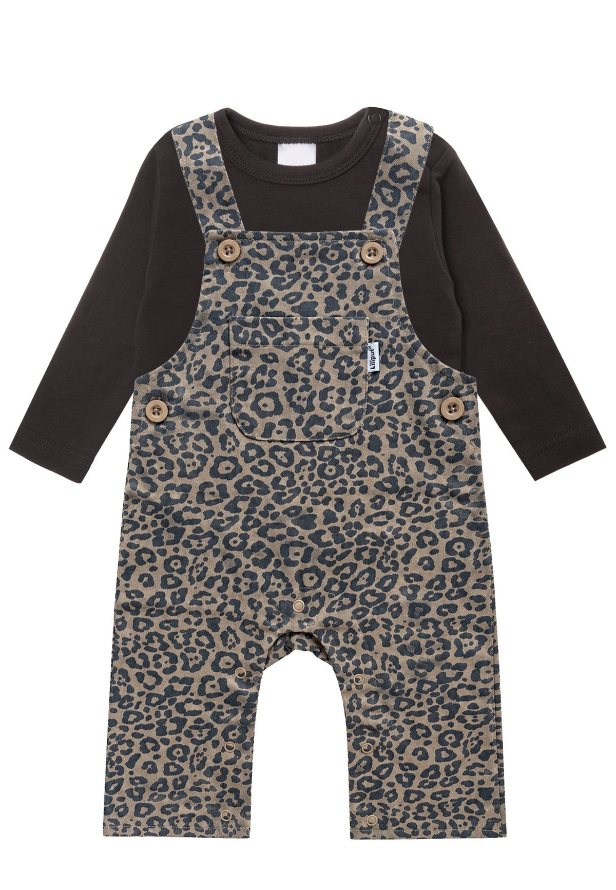 2-teiliges Set mit Leo-Latzhose und Langarmshirt